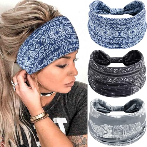 SAWINDA Stirnbänder für Damen, dehnbare Haarbänder, Schweiß, Bandanas, verdrehtes Knoten, Zubehör, modische Turbane, Yoga, Workout, Sport, Kopfwickel, 3 Stück SAWINDA Stirnbänder für Damen, dehnbare Haarbänder, Schweiß, Bandanas, verdrehtes Knoten, Zubehör, modische Turbane, Yoga, Workout, Sport, Kopfwickel, 3 Stück von SAWINDA