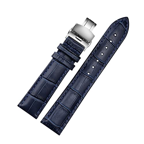 Dunkelblaues Uhrenarmband für Armband mit Faltschließe Echtes Lederarmband Uhrenarmband 12mm - 23mm, 20mm von SAXTZDS