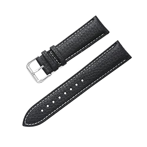 Leder-Uhrenarmband 12mm - 22mm Litschi-Muster Handschlaufen Ersatz-Uhrenarmbänder Uhrenzubehör, 21mm von SAXTZDS