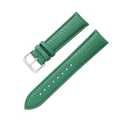 Leder-Uhrenarmband 12mm - 22mm Litschi-Muster Handschlaufen Ersatz-Uhrenarmbänder Uhrenzubehör, Grün, 18mm von SAXTZDS
