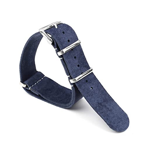 Nato-Uhrenarmband aus Wildleder, 18mm, 20mm, 22mm, 24mm, weicher Ersatzgürtel, Uhrenzubehör, Blau, 20mm von SAXTZDS