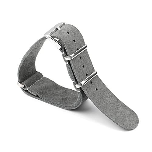 Nato-Uhrenarmband aus Wildleder, 18mm, 20mm, 22mm, 24mm, weicher Ersatzgürtel, Uhrenzubehör, Grau, 20mm von SAXTZDS