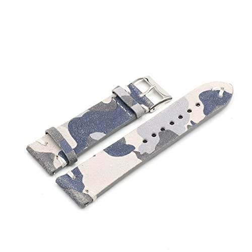 Retro Camouflage Wildleder Uhrenarmband 18mm 20mm 22mm 24mm für Herren Uhrengürtel Zubehör Uhrenarmband, 20mm von SAXTZDS