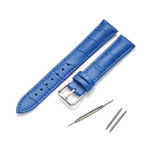 Uhrenarmband Uhrenarmbänder aus echtem Leder 12mm - 22mm Uhrenarmband Uhrenzubehör für Herren und Damen, Blau, 15mm von SAXTZDS