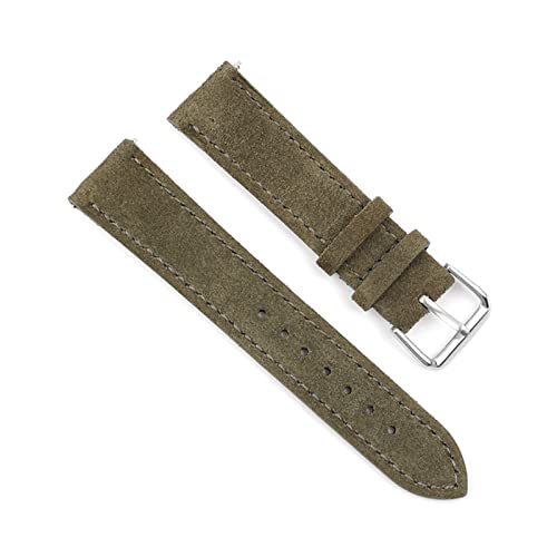 Wildlederarmband 18mm - 24mm Handgefertigtes Uhrenarmband mit Schnellverschluss für Herrenuhrenersatz, Grün, 18mm von SAXTZDS