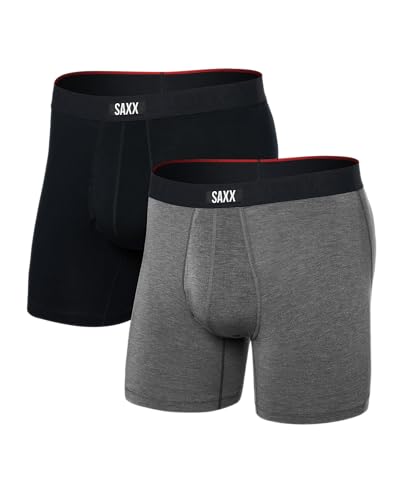 SAXX UNDERWEAR Vibe Xtra Herren-Boxershorts, superweich, 2er-Pack, Schwarz/Dunkelgrau Heather, Large SAXX UNDERWEAR Vibe Xtra Herren-Boxershorts, superweich, 2er-Pack, Schwarz/Dunkelgrau Heather, Large von SAXX UNDERWEAR