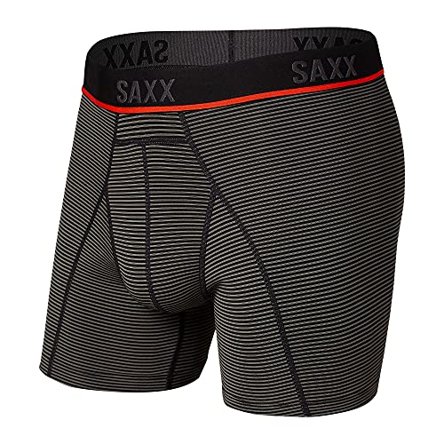 SAXX Herren Unterwäsche - KINETIC HD Boxer Briefs mit integriertem BallPark Pouch Support - Semi-Kompressionsunterwäsche Core, Graue Mini-Streifen, Small von SAXX Underwear Co.