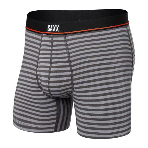 SAXX Herren Unterwäsche - Non-Stop Stretch Baumwolle Boxershorts mit integriertem Beutelsupport und Eingriff - Unterwäsche für Herren, Hiker Stripe-Grey, Small von SAXX Underwear Co.