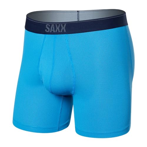 SAXX Herren Unterwäsche - Quest Quick Dry Mesh Boxer Brief Fly mit integrierter Tasche Unterstützung - Unterwäsche für Herren, Herbst, Tropical Blue, Small von SAXX Underwear Co.