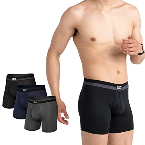 SAXX Herren Unterwäsche – Sport Mesh Boxer Brief Fly 3er Pack mit integrierter Beutelunterstützung – Unterwäsche für Männer, Schwarz/Marineblau/Graphit, Large SAXX Herren Unterwäsche – Sport Mesh Boxer Brief Fly 3er Pack mit integrierter Beutelunterstützung – Unterwäsche für Männer, Schwarz/Marineblau/Graphit, Large von SAXX Underwear Co.