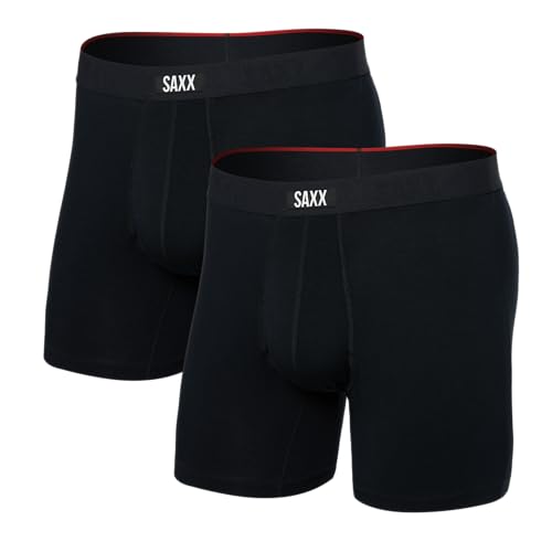 SAXX Underwear Co. Vibe Xtra Herren-Unterwäsche mit Tasche, 2 Stück, Schwarz, Large von SAXX Underwear Co.