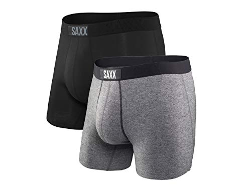 SAXX Underwear Herren Vibe Boxer 2er Pack Kurze Unterhose Funktionsunterwäsche, Black/Grey, M SAXX Underwear Herren Vibe Boxer 2er Pack Kurze Unterhose Funktionsunterwäsche, Black/Grey, M von SAXX Underwear Co.