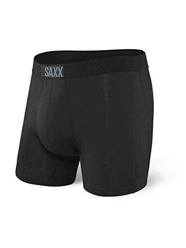 SAXX Underwear Herren Vibe Boxer Kurze Unterhose Funktionsunterwäsche, Black/Black, M von SAXX Underwear Co.