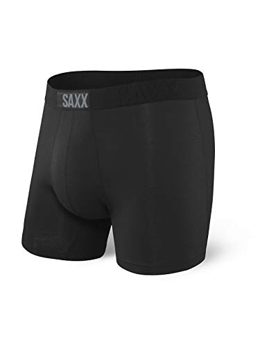 SAXX Underwear Herren Vibe Boxer Kurze Unterhose Funktionsunterwäsche, Black/Black, S von SAXX Underwear Co.