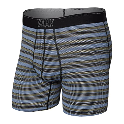 Saxx Herren Unterwäsche - Quest Quick Dry Mesh Boxershorts mit Eingriff und integrierter Beutelstütze - Unterwäsche für Herren, Solar-Streifen, Dämmerungslicht, M von SAXX Underwear Co.