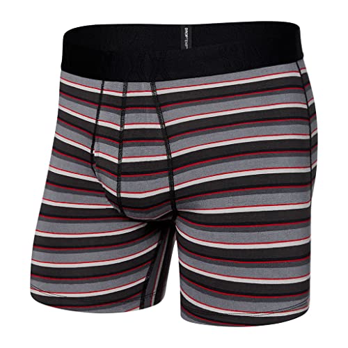 Saxx Men’s Underwear – DropTemp Kühlende Boxershorts mit integrierter Pouch TM und Eingriff – Weich, Atmungsaktiv und Feuchtigkeitsregulierend – Herrenunterwäsche, College Stripe-Grau, S von SAXX Underwear Co.