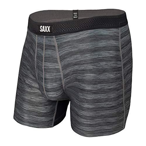 Saxx Men's Underwear Herrenunterwäsche – DROPTEMP™ Kühlendes Mesh Herren Boxershorts mit integrierter Pouch TM Unterstützung, Schwarz Meliert, Klein von SAXX Underwear Co.