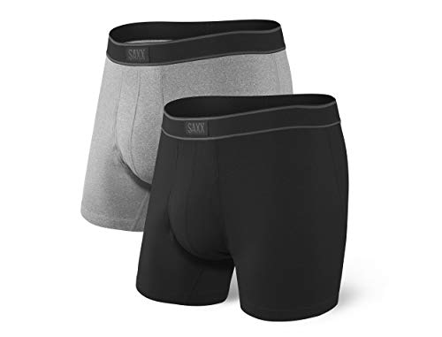 Saxx Men's Underwear Herrenunterwäsche - Daytripper Unterhosen für Männer - Boxershorts mit integrierter Ballpark Pouch TM Unterstützung – 2 Stück, Schwarz/Graphite Meliert, Klein von SAXX Underwear Co.