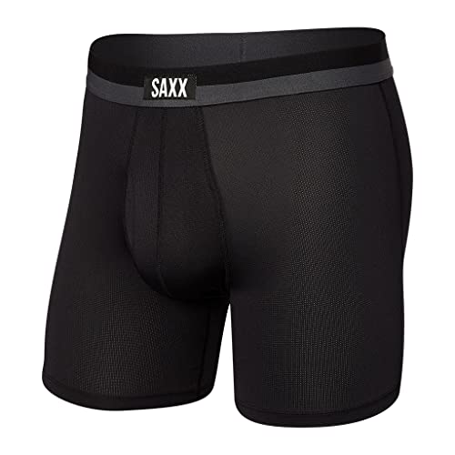 Saxx Men's Underwear Herrenunterwäsche - Sport MESH Boxershorts mit integrierter Ballpark Pouch TM Unterstützung - Trainingsunterwäsche für Herren, Schwarz, Klein von SAXX Underwear Co.