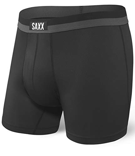 Saxx Men's Underwear Herrenunterwäsche - Sport MESH Boxershorts mit integrierter Ballpark Pouch TM Unterstützung - Trainingsunterwäsche für Herren, Schwarz, X-Small von SAXX Underwear Co.