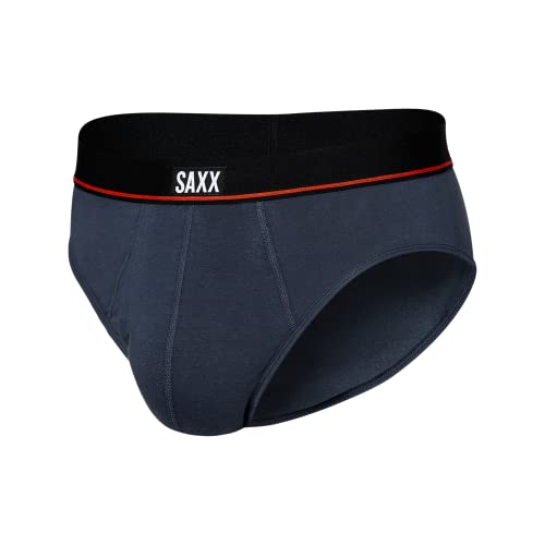 Saxx Men’s Underwear - Non-Stop Stretch Baumwoll-Herren-Slips, mit integrierter Ballpark Pouch TM und Eingriff – Weich, Atmungsaktiv and Feuchtigkeitsregulierend - Herrenunterwäsche, Deep Navy, M von SAXX Underwear Co.