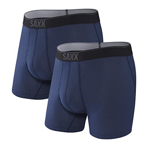 Saxx Unterwäsche Herren Boxershorts - Quest Schnelltrocknendes Mesh Herrenunterhosen - Boxershorts mit integrierter Pouch TM Unterstützung - 2er-Packung, Midnight Blau II, Klein von SAXX Underwear Co.