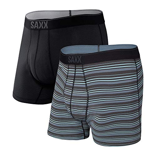 Saxx Unterwäsche Herren Boxershorts - Quest Schnelltrocknendes Mesh Herrenunterhosen - Boxershorts mit integrierter Pouch TM Unterstützung - 2er-Packung, Sunrise Stripe/Schwarz II, Klein Saxx Unterwäsche Herren Boxershorts - Quest Schnelltrocknendes Mesh Herrenunterhosen - Boxershorts mit integrierter Pouch TM Unterstützung - 2er-Packung, Sunrise Stripe/Schwarz II, Klein von SAXX Underwear Co.