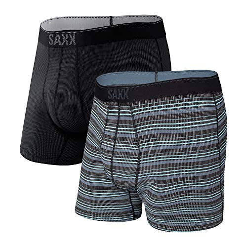 Saxx Unterwäsche Herren Boxershorts - Quest Schnelltrocknendes Mesh Herrenunterhosen - Boxershorts mit integrierter Pouch TM Unterstützung - 2er-Packung, Sunrise Stripe/Schwarz II, Mittel von SAXX Underwear Co.