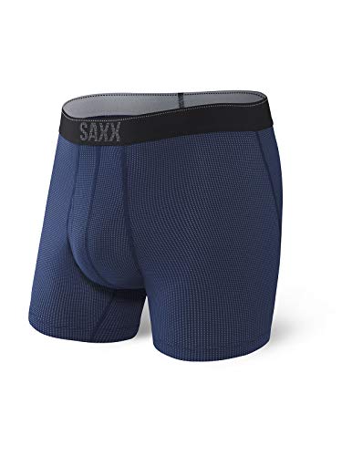 Saxx Unterwäsche Herren Boxershorts - Quest Schnelltrocknendes Mesh Herrenunterhosen - Boxershorts mit integrierter Pouch TM Unterstützung - Unterwäsche für Herren, Midnight Blau II, Groß von SAXX Underwear Co.