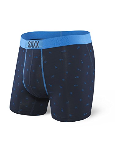 Saxx Vibe Boxer Men Herren Underwear, Sportunterwäsche aus Merinowolle, Ball Park Pouch, Boxer 5 inch,Navy Arrow,S von SAXX Underwear Co.