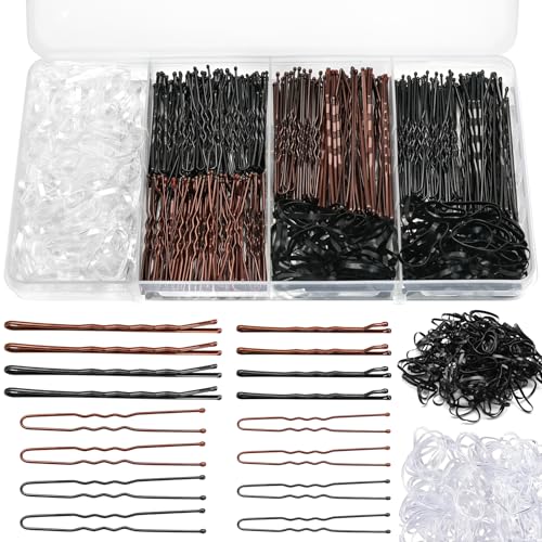 SAYHALO® 500 Stück Haarnadeln Set (Schwarz & Braun) – 2 Zoll, 2,36 Zoll & 2,76 Zoll Bobby Pins, U-förmige Haarnadeln, Haargummis mit Aufbewahrungsbox für Frauen und Mädchen von SAYHALO