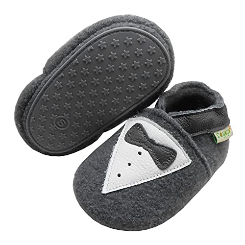 SAYOYO Anzug Fliege Wolle Lauflernschuhe Krabbelschuhe Babyschuhe 23/24 (18-24) XL Monate,Grau von SAYOYO