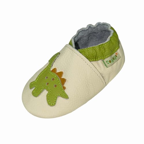 SAYOYO Dinosaurier WeichesLeder Lauflernschuhe Krabbelschuhe Babyschuhe 21/22 (12-18) L Monate,Beige von SAYOYO