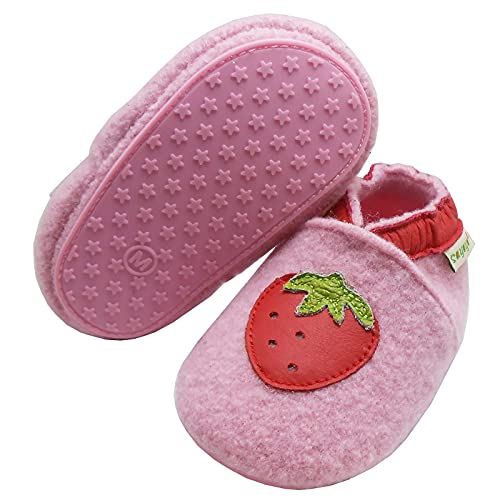 SAYOYO Erdbeere Lauflernschuhe Krabbelschuhe Wolle Babyschuhe Rosa 19/20 (6-12) M Monate von SAYOYO