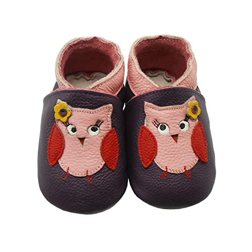 SAYOYO Eule WeichesLeder Lauflernschuhe Krabbelschuhe Babyschuhe 19/20 (6-12) M Monate,Violett von SAYOYO