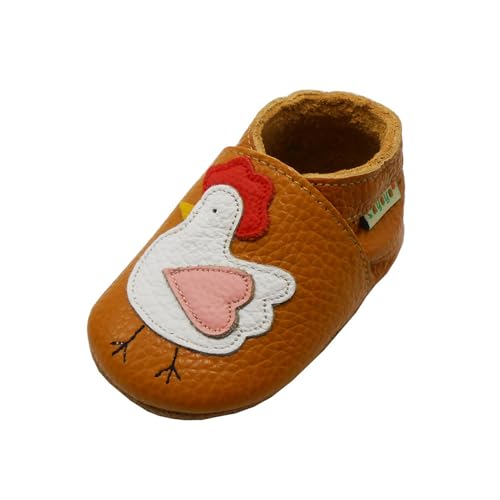 SAYOYO Hähnchen WeichesLeder Lauflernschuhe Krabbelschuhe Babyschuhe 21/22 (12-18) L Monate, Braun von SAYOYO