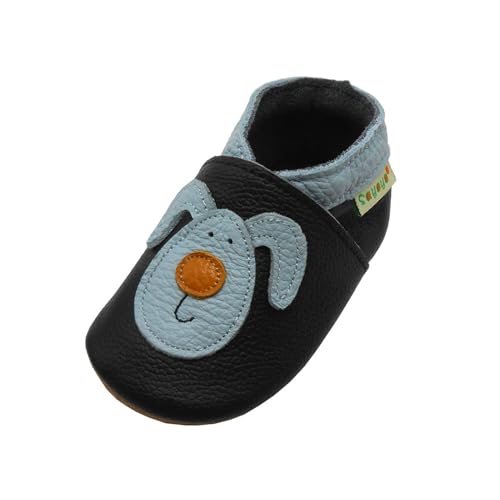 SAYOYO Kaninchen WeichesLeder Lauflernschuhe Krabbelschuhe Babyschuhe (24-36) XXL Monate, schwarz von SAYOYO
