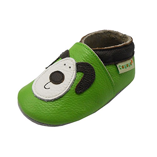 SAYOYO Kaninchen WeichesLeder Lauflernschuhe Krabbelschuhe Babyschuhe 19/20 (6-12) M Monate, Grün von SAYOYO