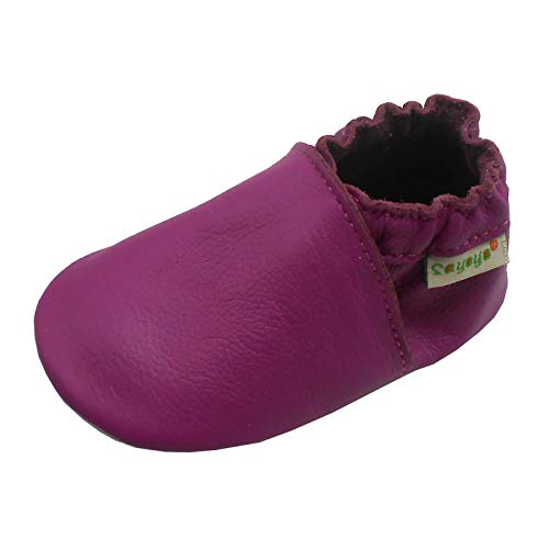 SAYOYO Kleinkindschuhe Weichbesohlte Mit Wildledersohlen Für Baby Anfänger Babyschuhe, 21/22 (12-18) L Monate,Purple von SAYOYO