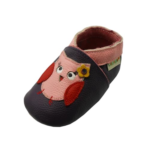SAYOYO Owls WeichesLeder Lauflernschuhe Krabbelschuhe Babyschuhe 17/18 (0-6) S Monate,Violett von SAYOYO