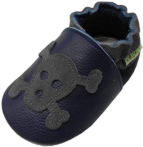 SAYOYO Schädel WeichesLeder Babyschuhe Lauflernschuhe Krabbelschuhe, 19/20 (6-12) M Monate, Navy blau von SAYOYO