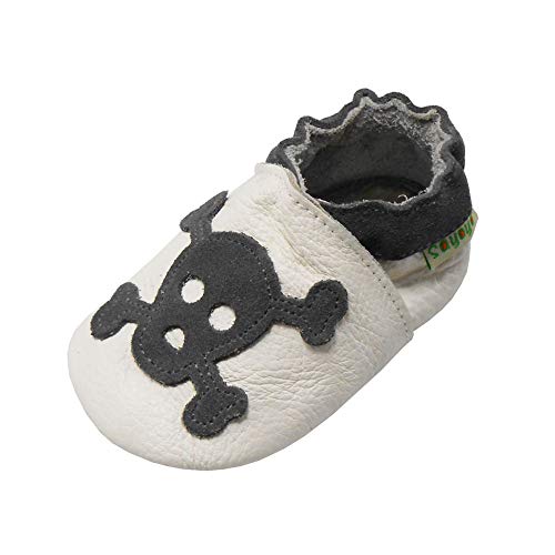 SAYOYO Schädel WeichesLeder Lauflernschuhe Krabbelschuhe Babyschuhe, 17/18 (0-6) S Monate,Beige von SAYOYO