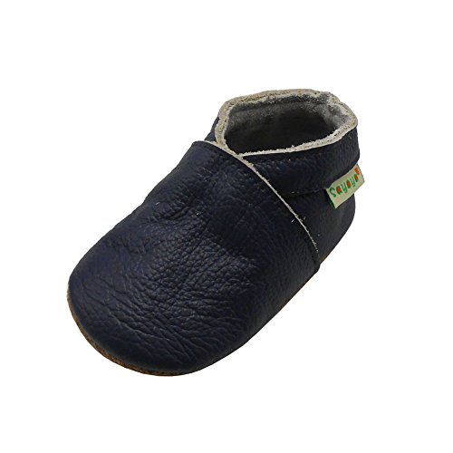 SAYOYO Weichersohlen Babyhausschuhe Lauflernschuhe das Kind Jungen & Mädchen Krabbelschuhe, 23/24 (18-24) XL Monate,Navy blau von SAYOYO