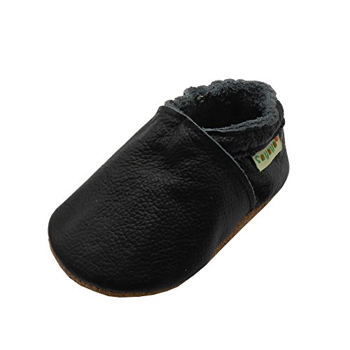 SAYOYO Weichersohlen Babyhausschuhe Lauflernschuhe das Kind Jungen & Mädchen Krabbelschuhe 23/24 (18-24) XL Monate, Schwarz von SAYOYO