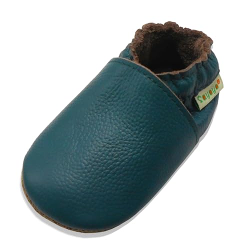 SAYOYO Weichersohlen Babyhausschuhe Lauflernschuhe das Kind Jungen & Mädchen Krabbelschuhe 23/24 (18-24) XL Monate, Darkcyan von SAYOYO