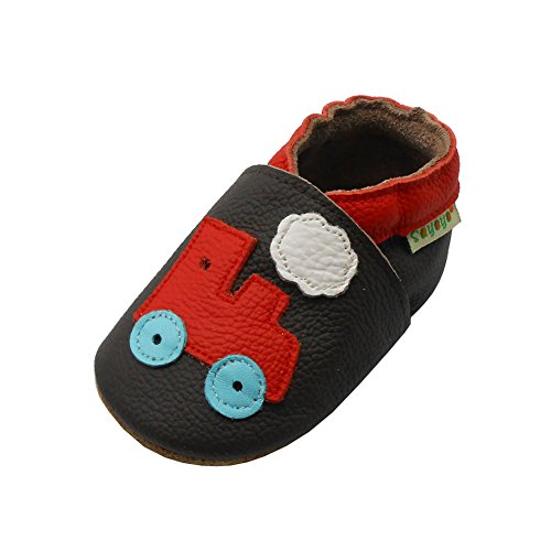 SAYOYO Zug WeichesLeder Lauflernschuhe Krabbelschuhe Babyschuhe,(6-12) M Monate, Dunkelbraun von SAYOYO