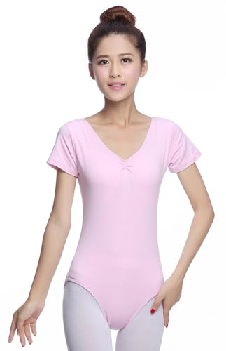 Ballett Trikot,Ballettanzug Ballett Trikot Erwachsene Praxis Ballett Tanzen Tragen Frauen Kurzarm Dance Team Gymnastik(Pink,M) von SAYTAK