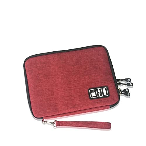 Elektronische Tasche,Kabel Organizer Tasche Wasserdichter Organisator. USB Datenkabel-Kopfhörer-Drahtstift Power Bank Travel Storage Bag Kit Fall Digitale Gadget-Geräte (Color : Red, Size : L) von SAYTAK