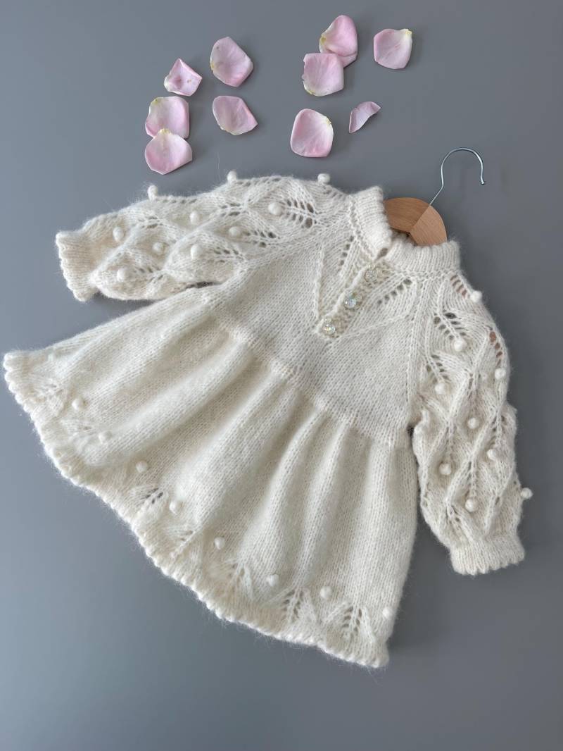 Lace Alpaca Wool Knitted Dress For Girls, Sizes 0 Months To 5 Years von SAknitwear