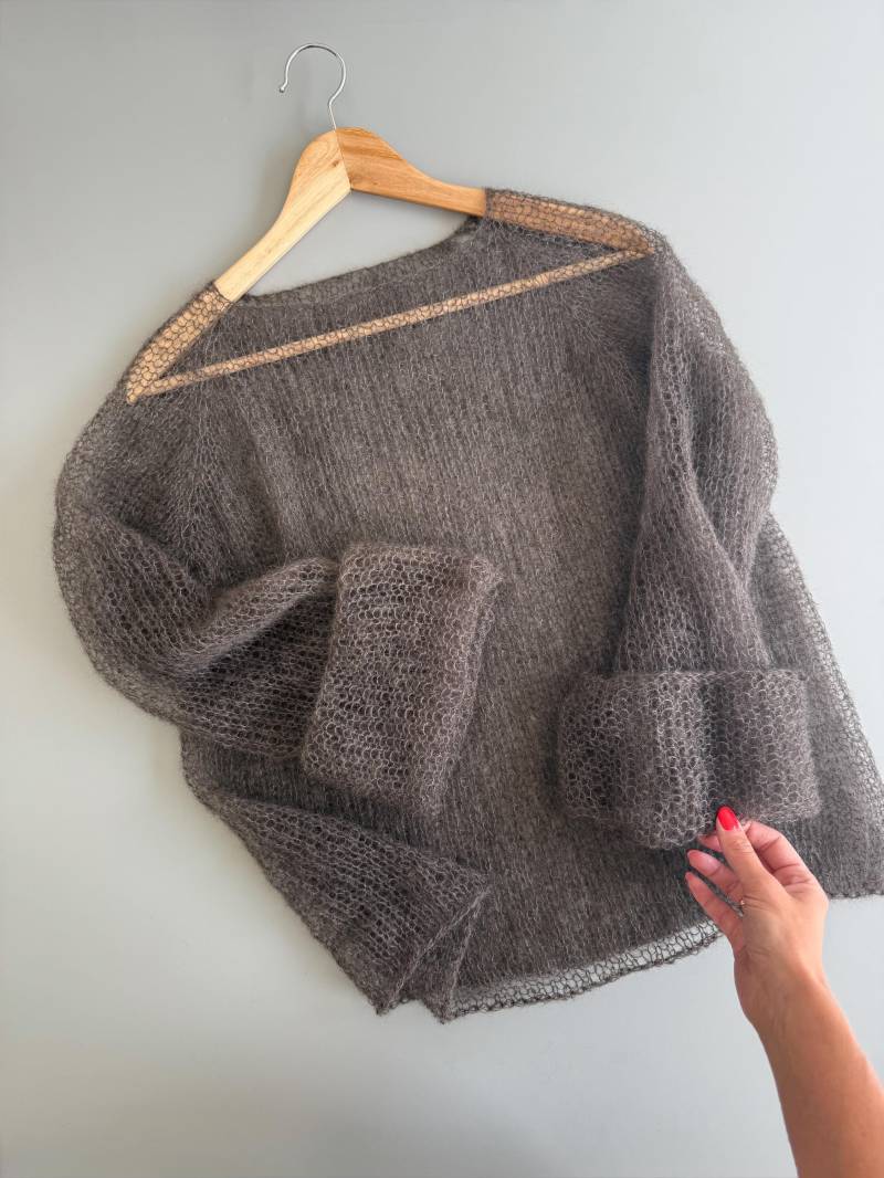 Pautinka Handmade Mohair Lace Sweater - Custom Made in Your Size Hand Knitted Sheer Jumper Lightweig von SAknitwear